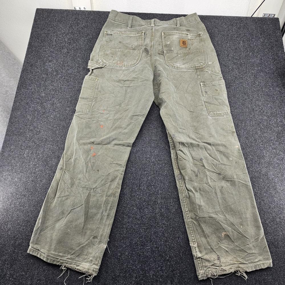 Paint Splattered Faded Green Carhartt Carpenter work pants B11 MOS 32x30 Men's - Picture 12 of 14
